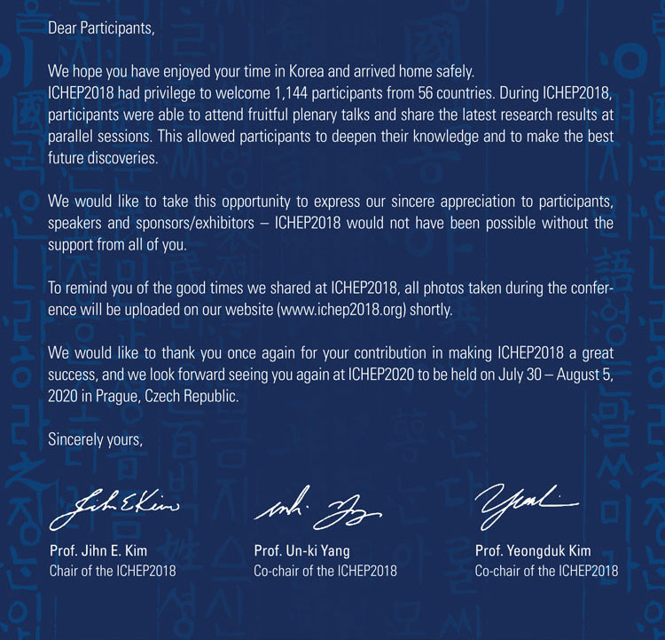 Thank You For Your Participation Letter from www.ichep2018.org